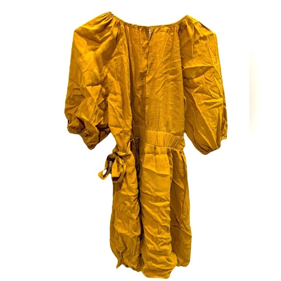 Zara Pretty Spring Mustard DRESS With BOWS Beautiful Little Dress Size XS - Picture 3 of 4